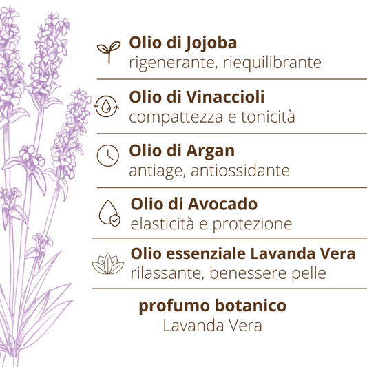 Olio viso e corpo aromaterapico Lavanda rigenerante anti-age